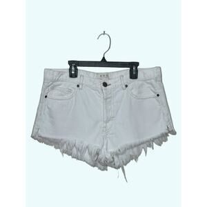 We The Free white denim fringe short shorts size 29